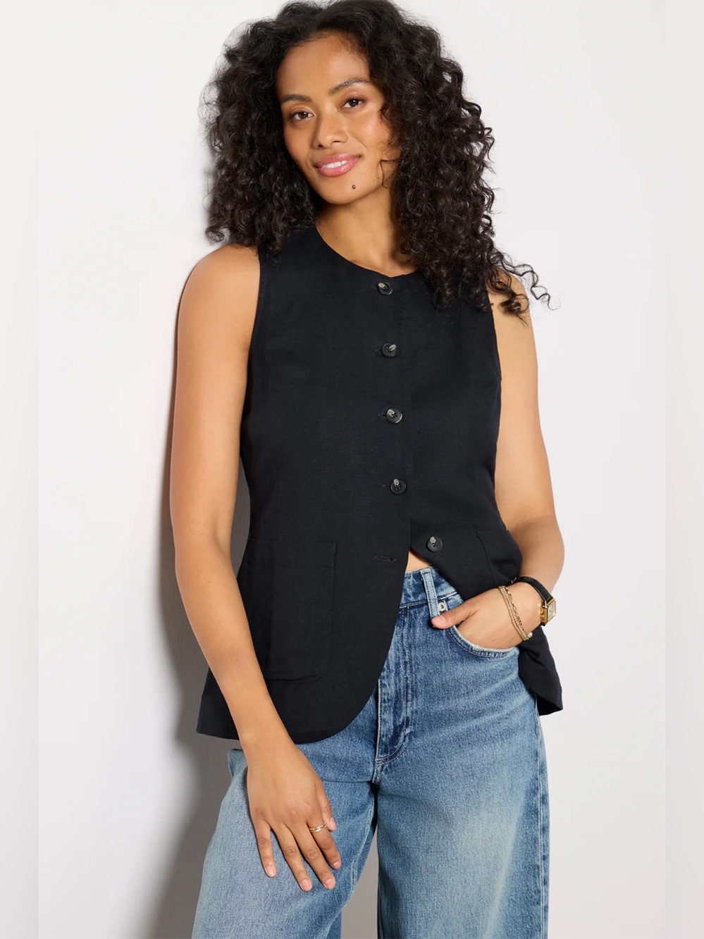 Evereve Natalia Long Linen Vest